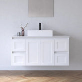 BV01WH (520mm Depth) Matt White Shaker Fingerpull Wall Hung Vanity - 900 / 1200 mm
